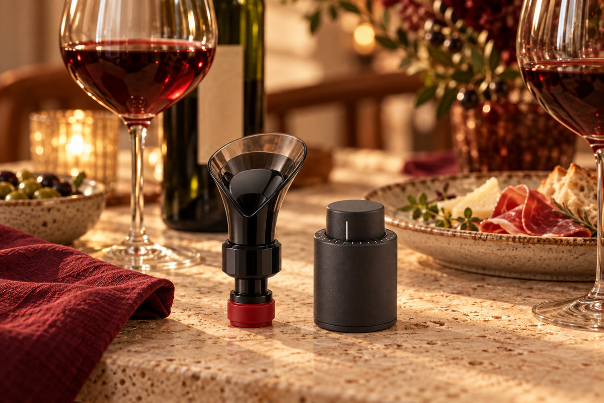 Cena en casa con vino y accesorios de Velvane